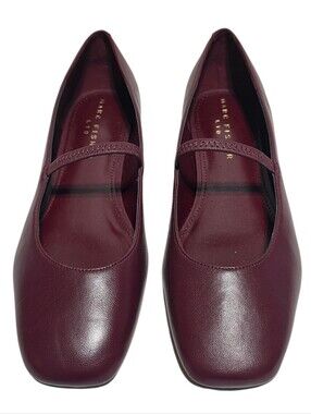 EUC MARC FISHER URELLA MARY JANE LEATHER FLAT BURGUNDY SZ 9